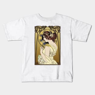 Pre-Raphaelite Girl 4 (Brown) Kids T-Shirt